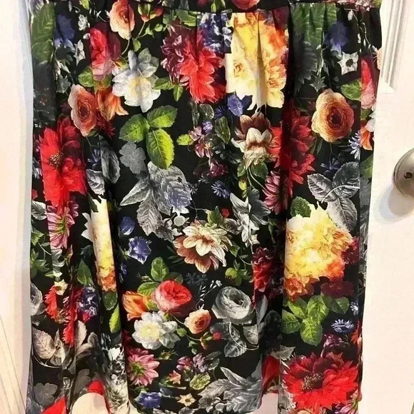 Forever 21 Floral Black Red Short Rose A-line Dress - Size S - Picture 3 of 4